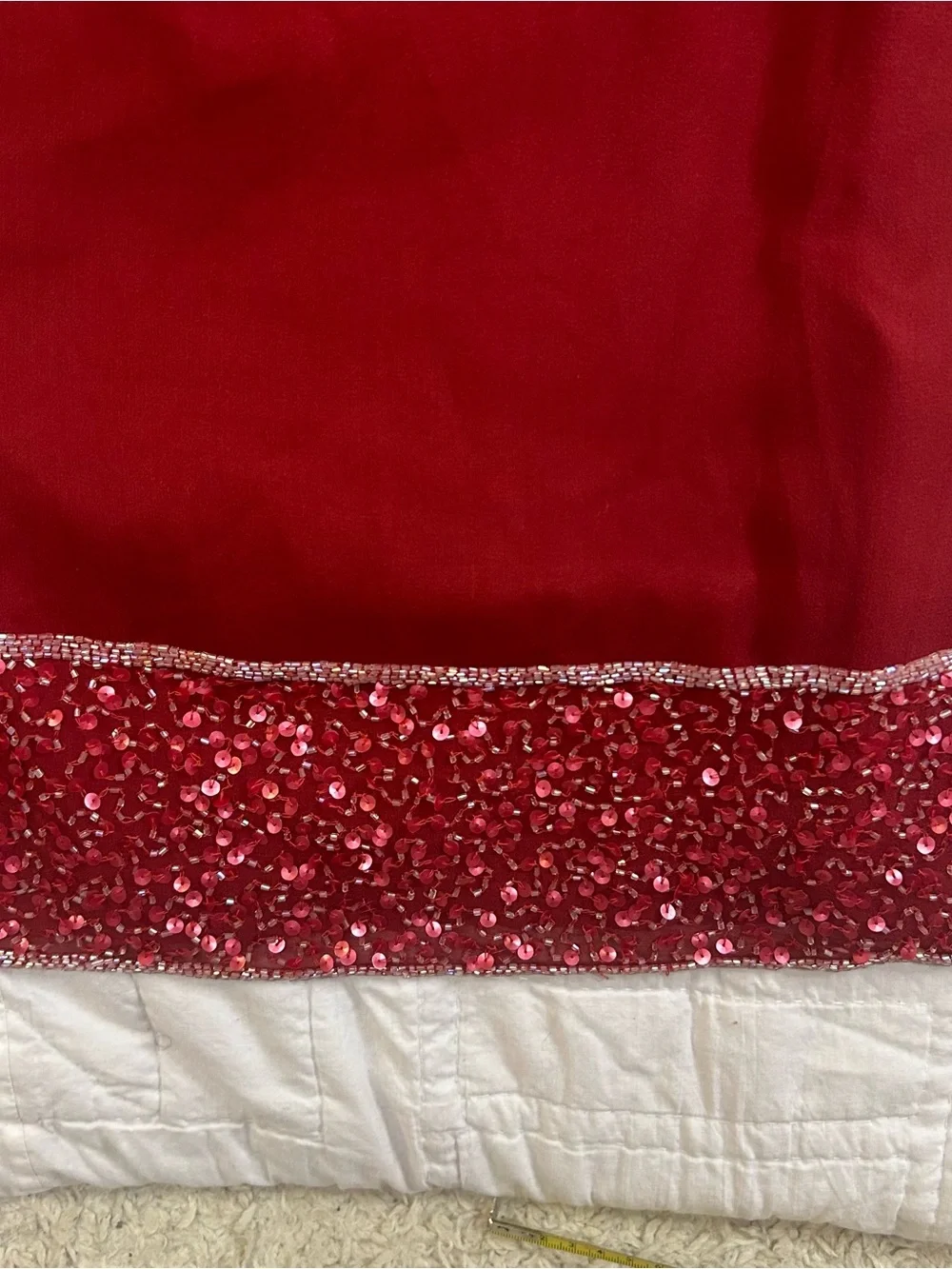 Vintage Newport News Red Silk Beaded Trim Dress Size 8 Holiday Cocktail Y2K - Picture 6 of 8
